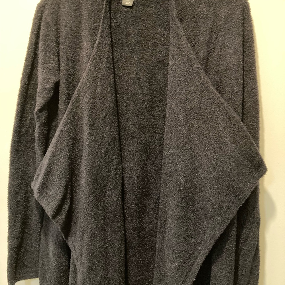 Barefoot Dreams Black Textured Knit Cardigan